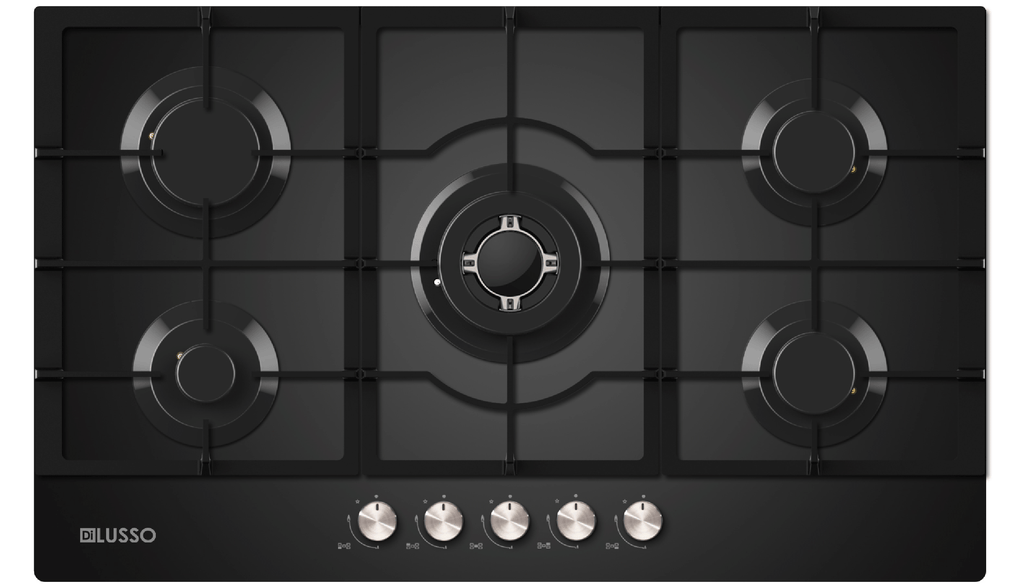 GAS COOKTOP - 900MM BLACK GLASS