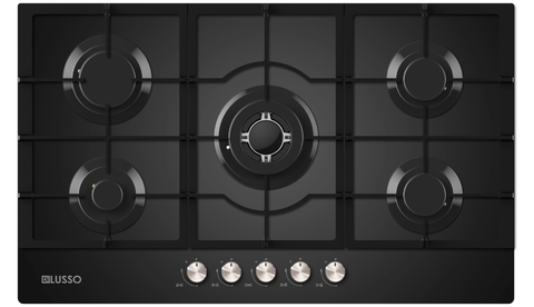 GAS COOKTOP - 900MM BLACK GLASS